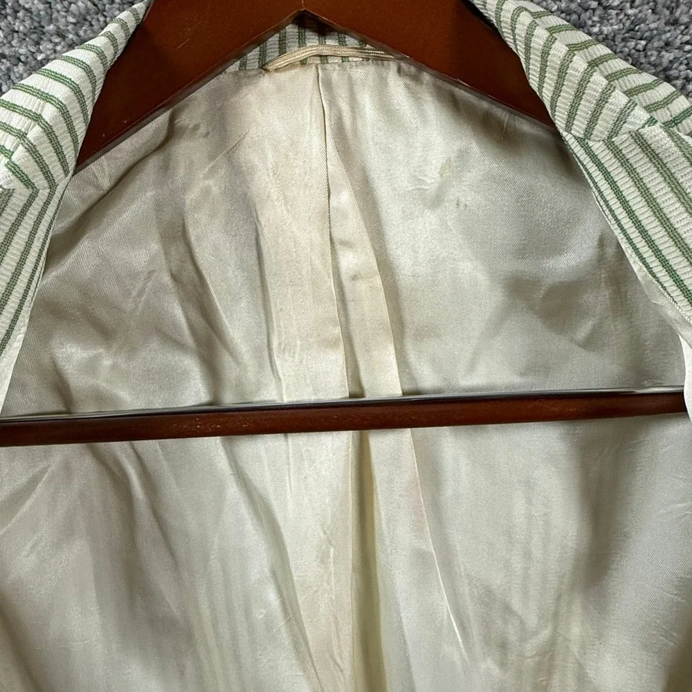 Palm Beach Vintage Mens 42R Blazer Green White Striped Sport Coat